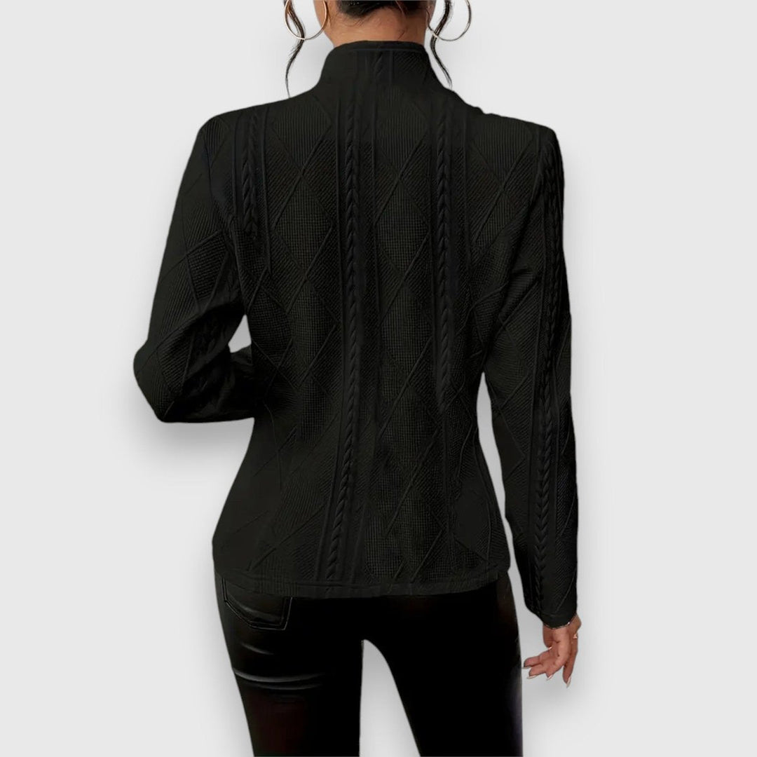 Scarlett | Damen Kabelstrick-Mock-Neck Langarm-Fit Pullover