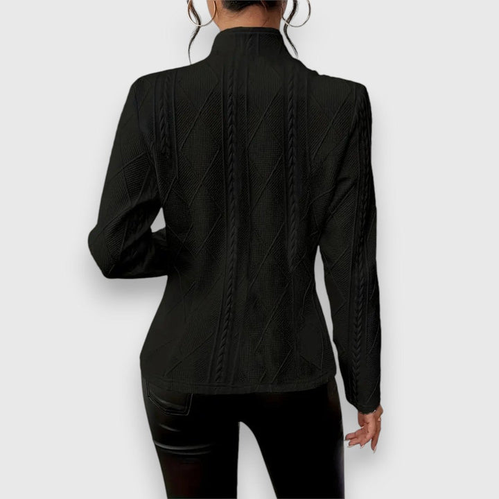 Scarlett | Damen Kabelstrick-Mock-Neck Langarm-Fit Pullover