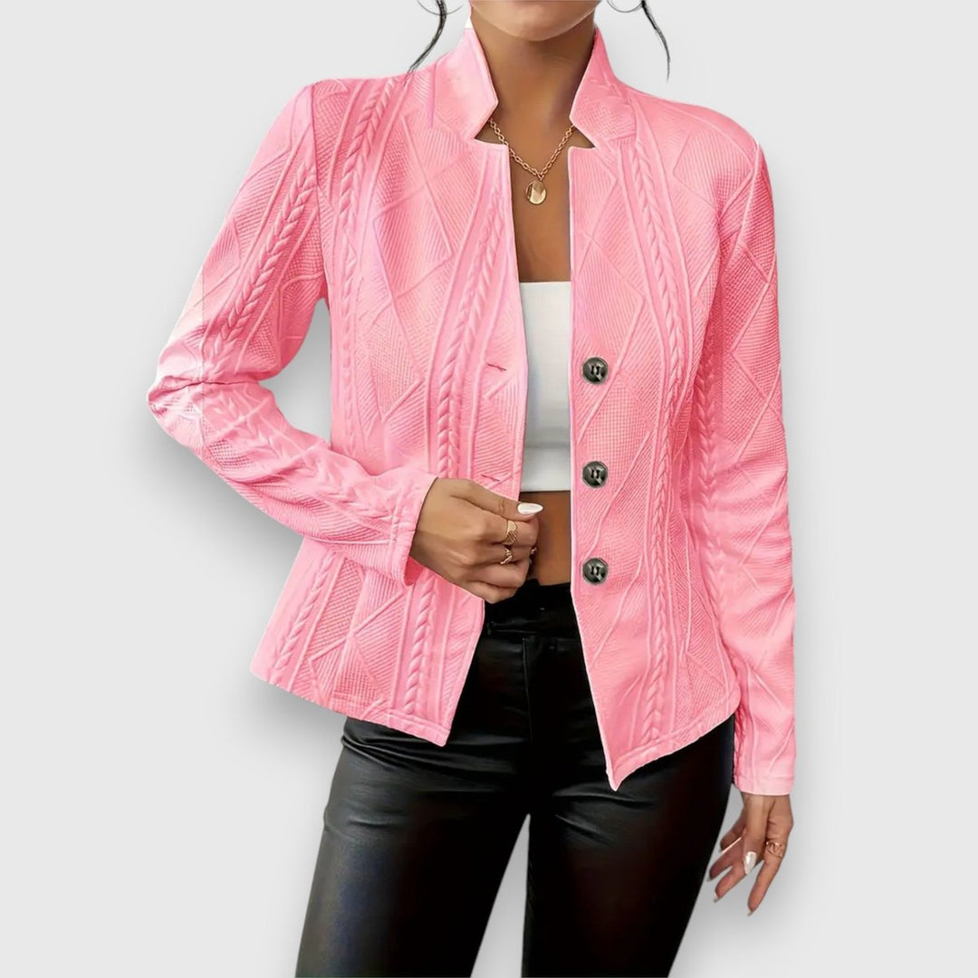 Scarlett | Damen Kabelstrick-Mock-Neck Langarm-Fit Pullover