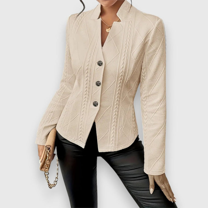 Scarlett | Damen Kabelstrick-Mock-Neck Langarm-Fit Pullover