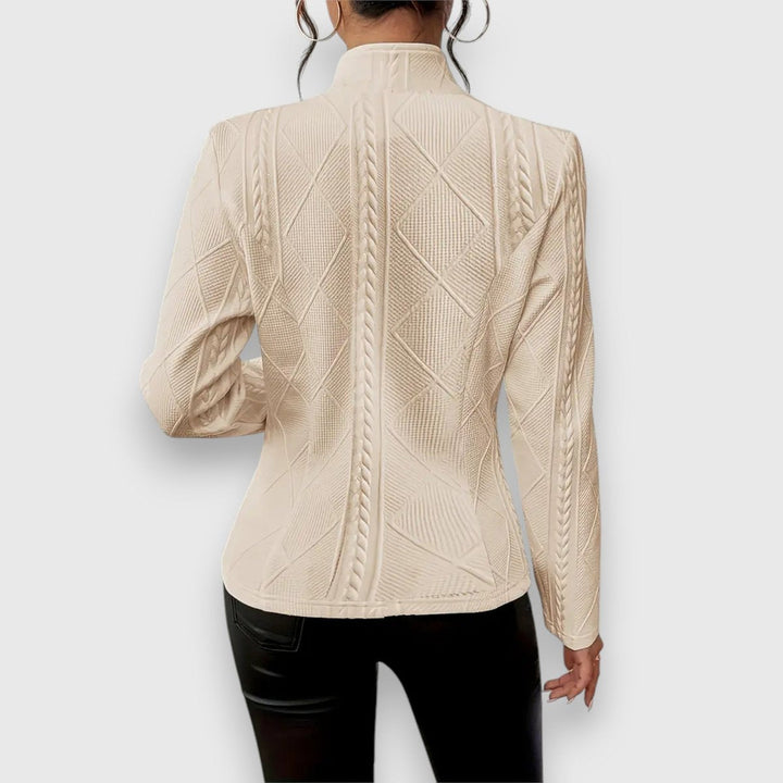 Scarlett | Damen Kabelstrick-Mock-Neck Langarm-Fit Pullover