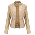 Madison | Damen Kunstlederjacke mit Stehkragen, Reißverschluss und Motorradstil