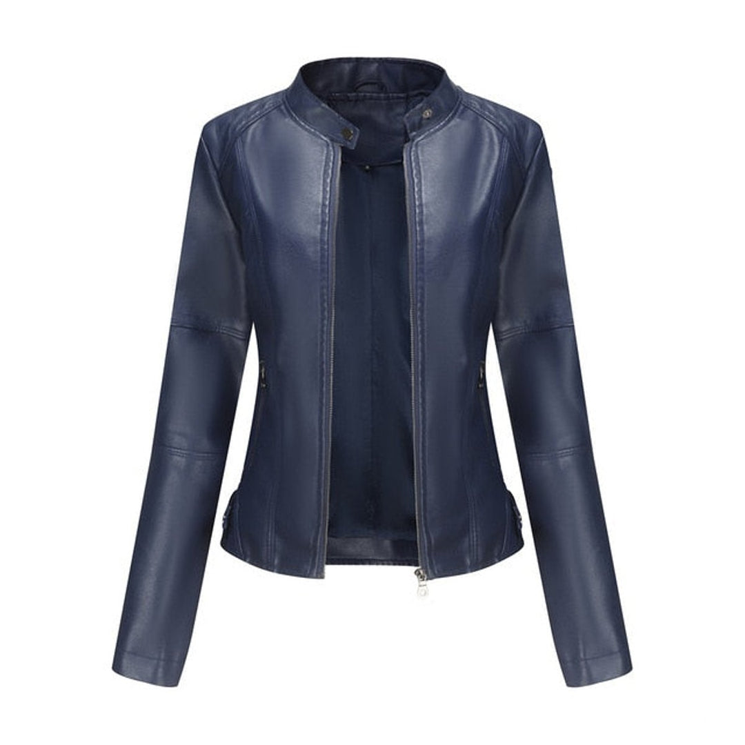 Madison | Damen Kunstlederjacke mit Stehkragen, Reißverschluss und Motorradstil