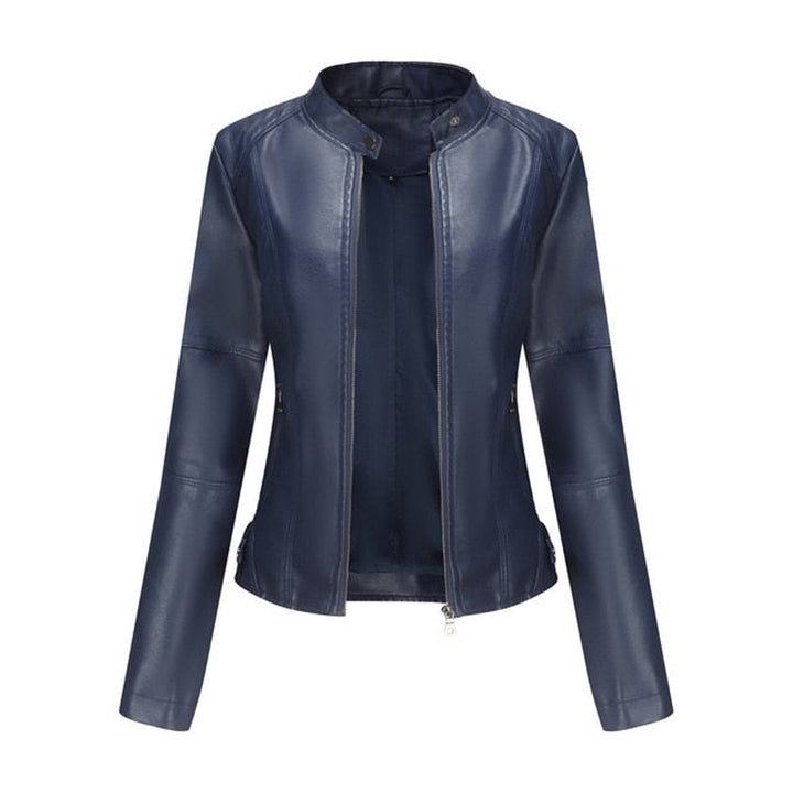 Madison | Damen Kunstlederjacke mit Stehkragen, Reißverschluss und Motorradstil