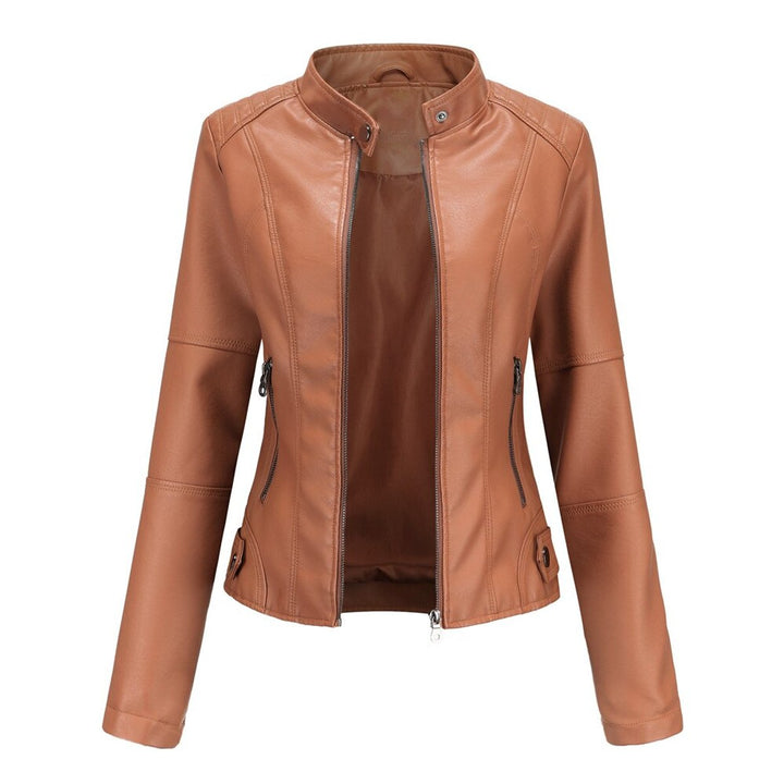 Madison | Damen Kunstlederjacke mit Stehkragen, Reißverschluss und Motorradstil