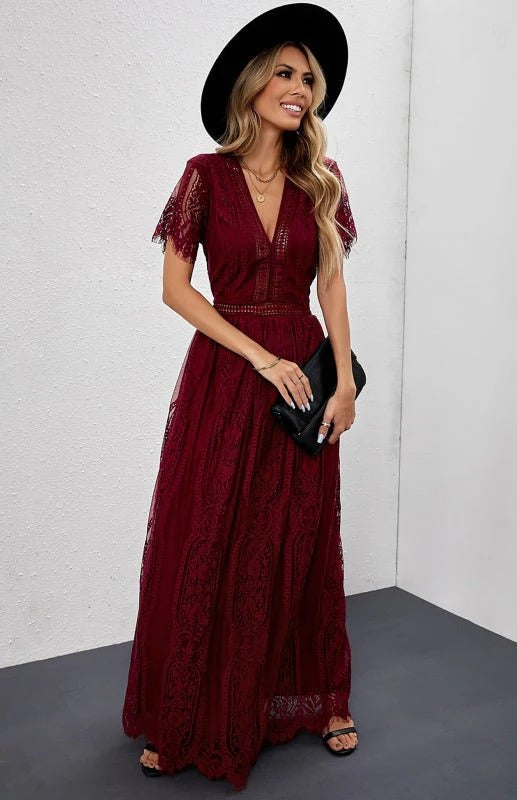 Maxikleid ohne Ärmel mit Spitzen-Details für Damen | Ideal für formelle Anlässe