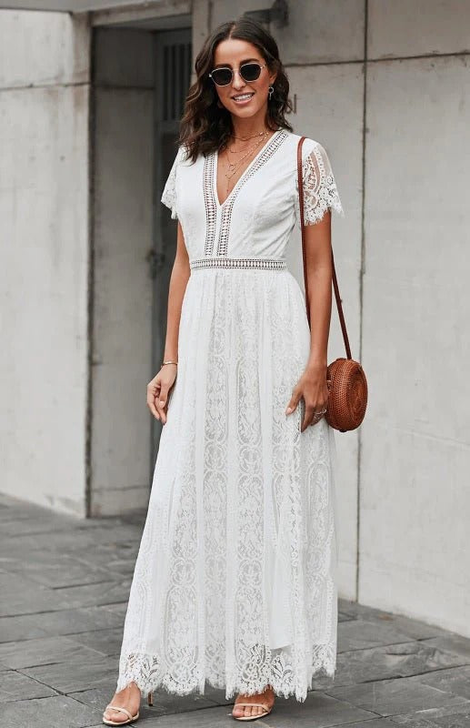 Maxikleid ohne Ärmel mit Spitzen-Details für Damen | Ideal für formelle Anlässe