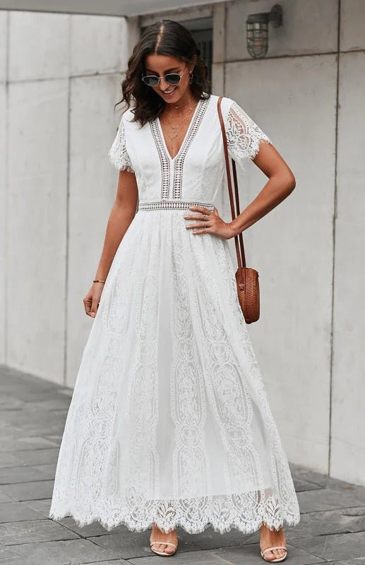 Maxikleid ohne Ärmel mit Spitzen-Details für Damen | Ideal für formelle Anlässe