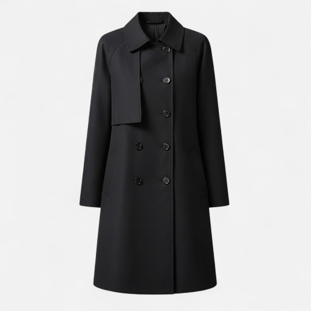 Mia | Damen Mid-Length Wollmischung Doppeltknopf Trenchcoat
