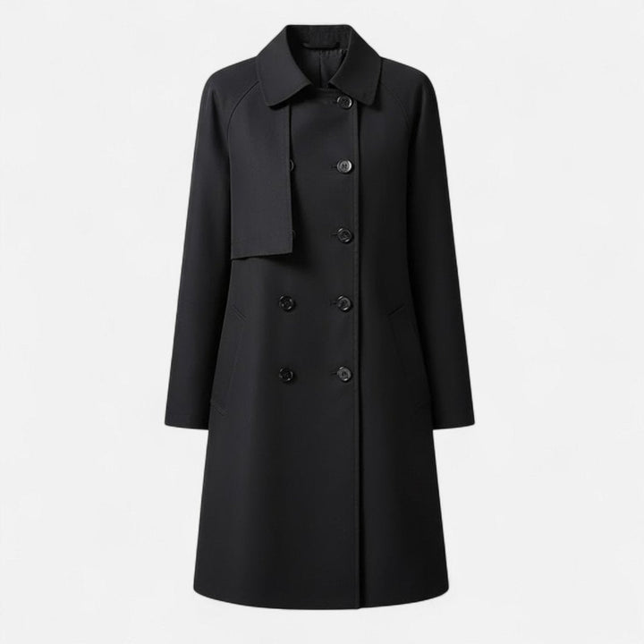 Mia | Damen Mid-Length Wollmischung Doppeltknopf Trenchcoat