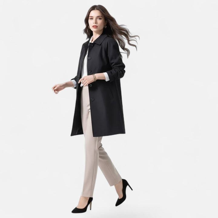 Mia | Damen Mid-Length Wollmischung Doppeltknopf Trenchcoat