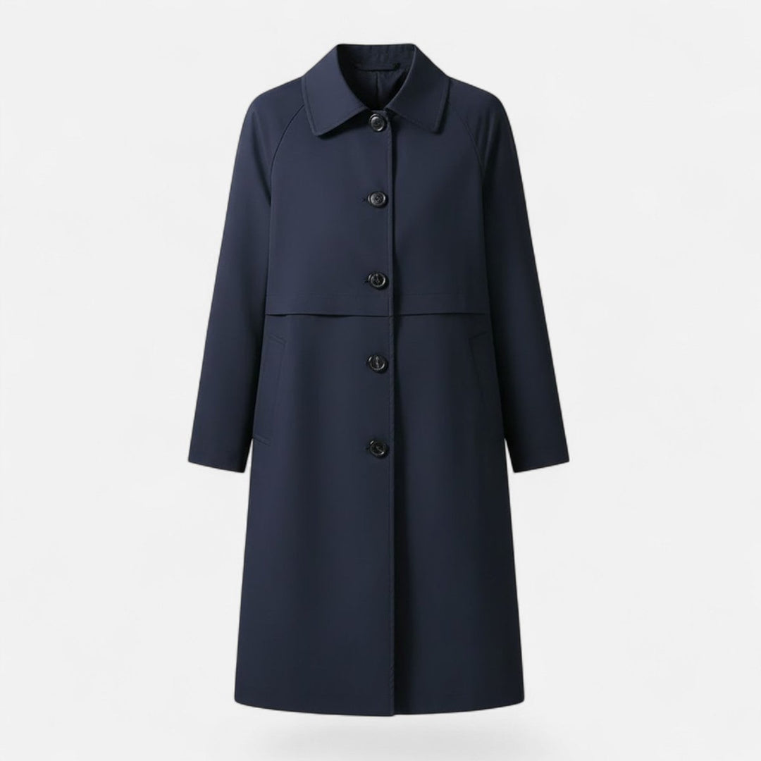 Mia | Damen Mid-Length Wollmischung Doppeltknopf Trenchcoat
