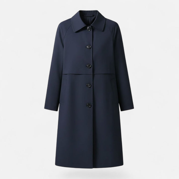 Mia | Damen Mid-Length Wollmischung Doppeltknopf Trenchcoat