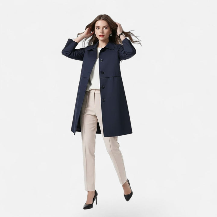 Mia | Damen Mid-Length Wollmischung Doppeltknopf Trenchcoat