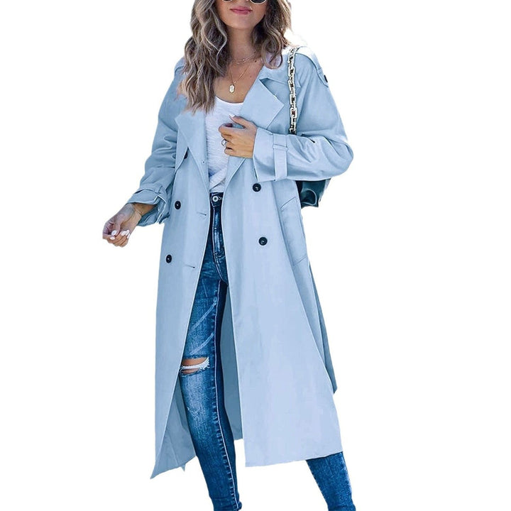 Layla | Damen Oversized Doppelreiher Gürtelt trenchcoat in langer Form