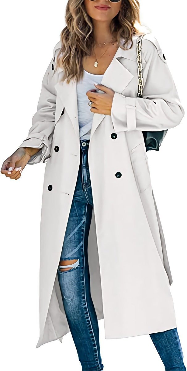 Layla | Damen Oversized Doppelreiher Gürtelt trenchcoat in langer Form