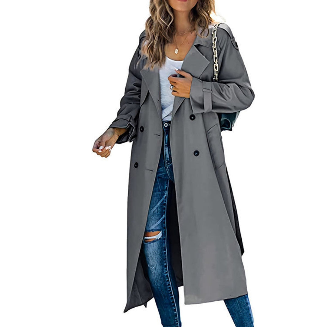 Layla | Damen Oversized Doppelreiher Gürtelt trenchcoat in langer Form