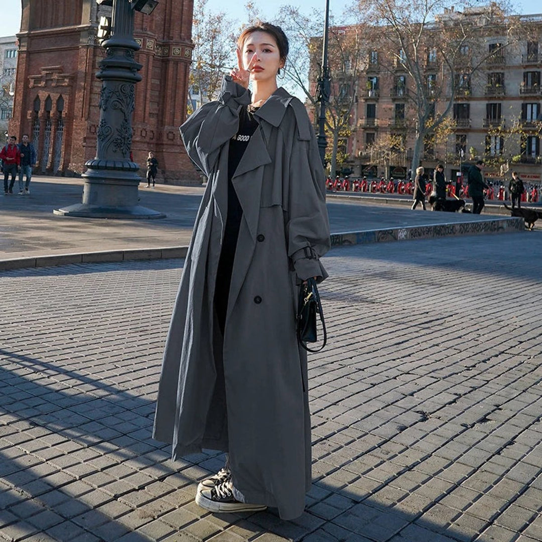 Evelyn | Damen Oversized Doppeltknopf-Langer Trenchcoat