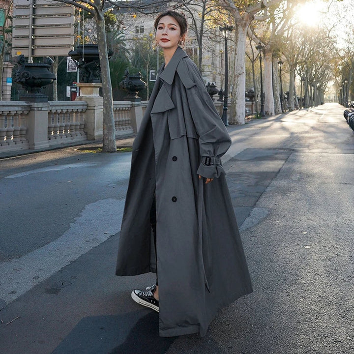 Evelyn | Damen Oversized Doppeltknopf-Langer Trenchcoat