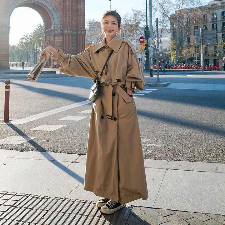 Evelyn | Damen Oversized Doppeltknopf-Langer Trenchcoat