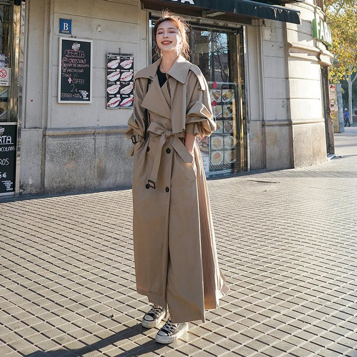 Evelyn | Damen Oversized Doppeltknopf-Langer Trenchcoat