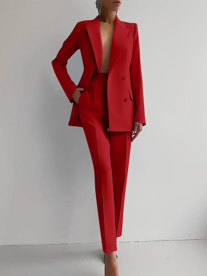 Eleganter Zweiteiler Damen Blazer mit Einknopfverschluss und Gerade Hose für Business und Freizeit