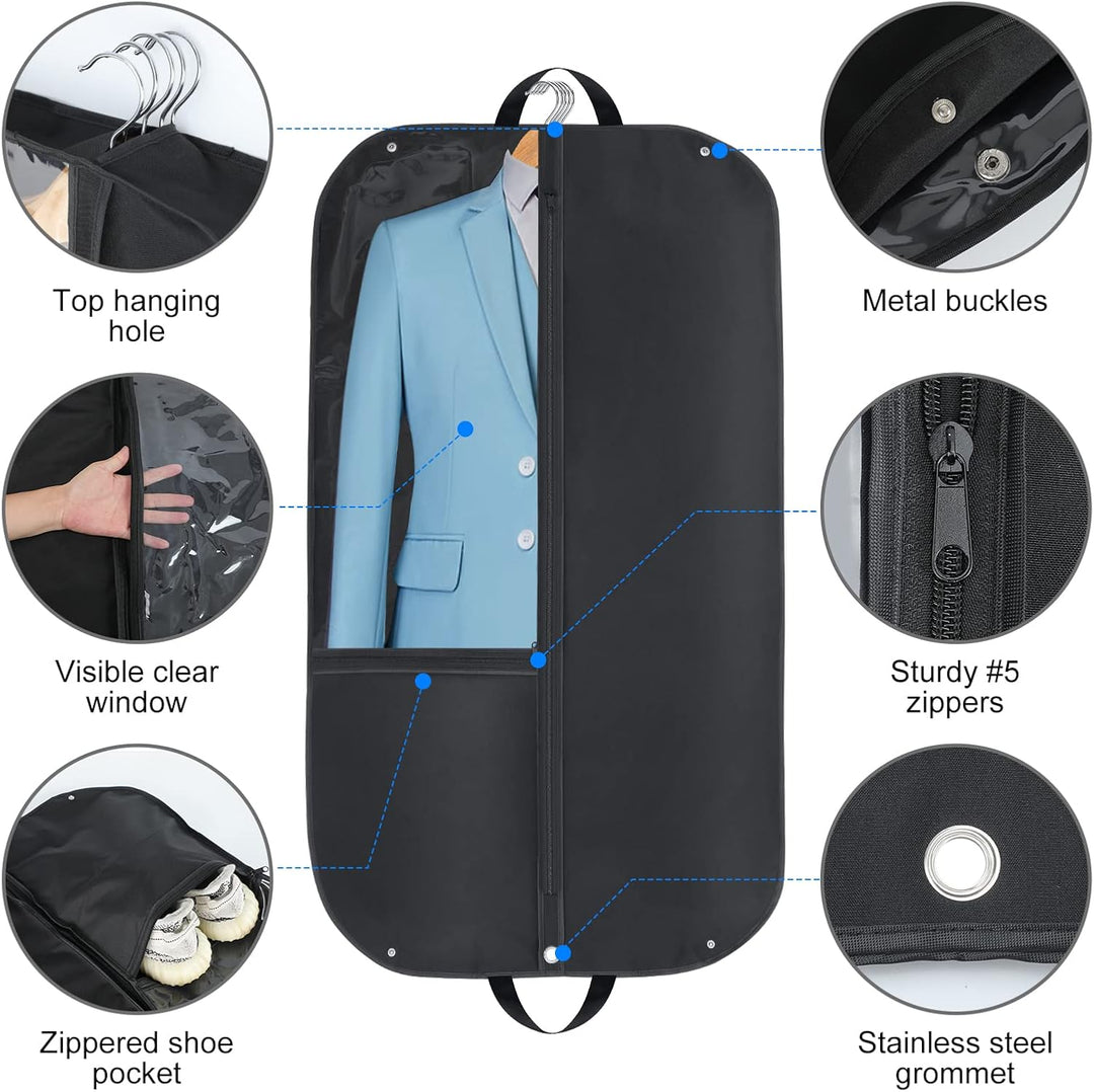 Wasserdichte Oxford-Kleidertasche – Anzughülle mit Seitenfalte und Taschen