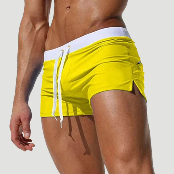Schnelltrocknende Badeshorts Herren kurz mit Kordelzug